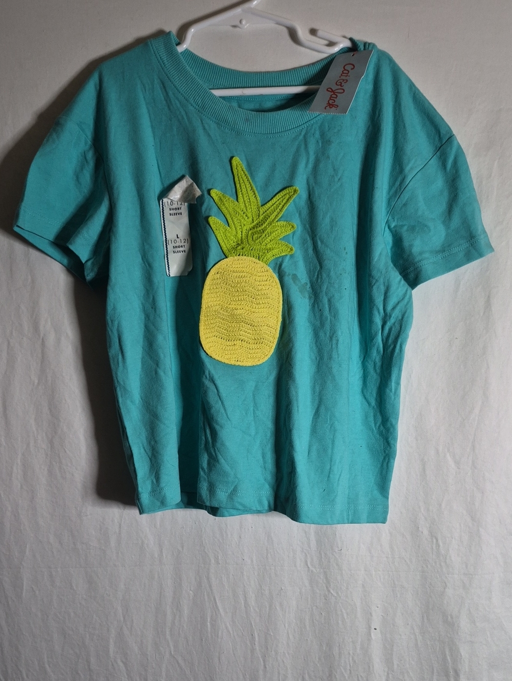 Cat & Jack Turquoise Short Sleeve Tee with Yellow Pineapple Patch